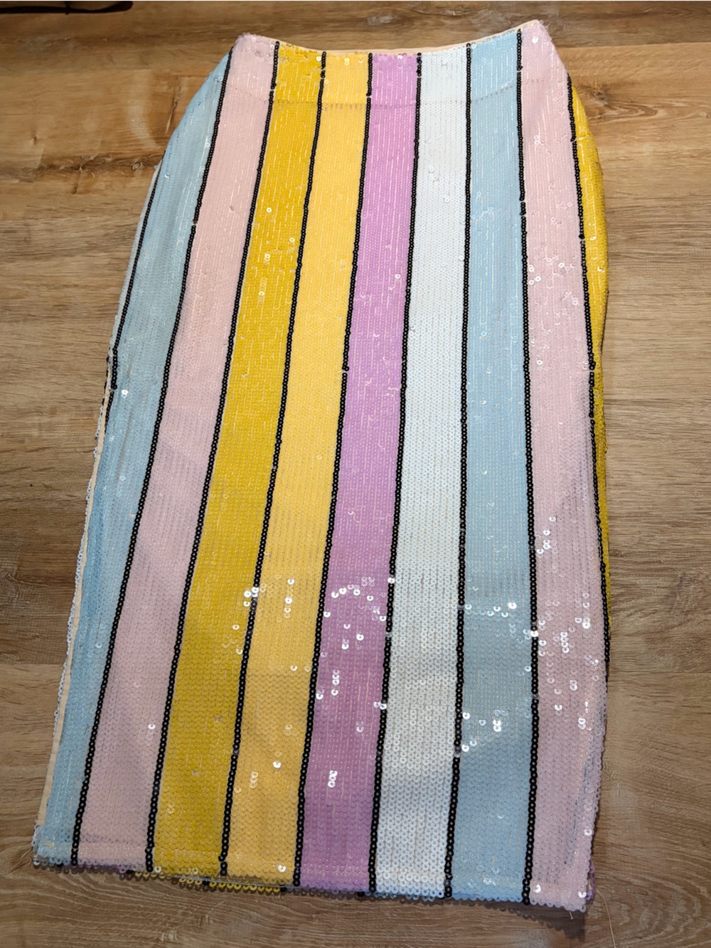 Blue B. Sequin Pencil Skirt in Pastel Stripes